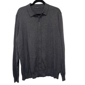 Paul Fredrick Mens Dark Gray Cardigan Silk Cashmere Blend Long Sleeve Size XL